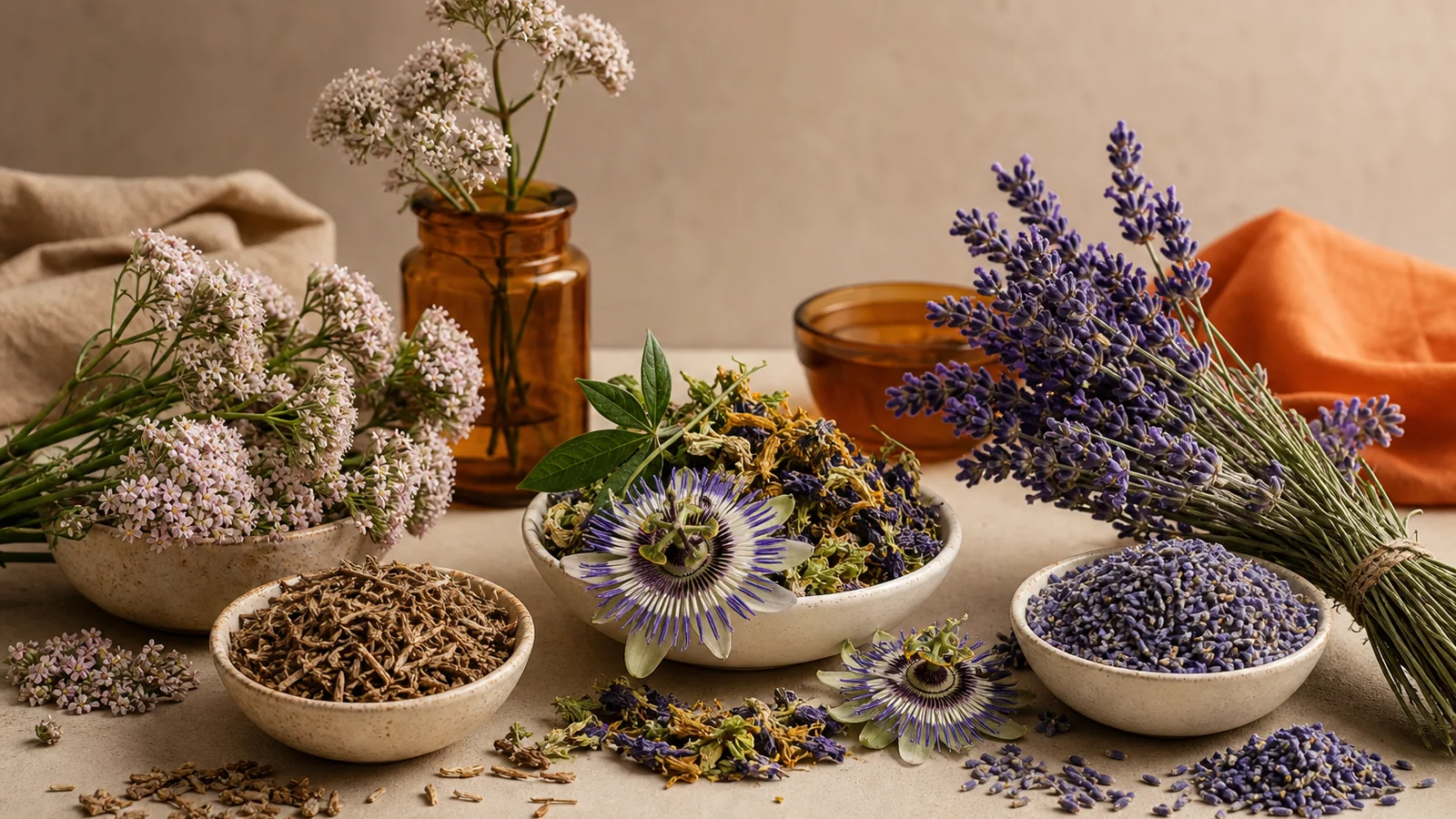 Baldrian, Passionsblume & Lavendel Vergleich - Hauptillustration